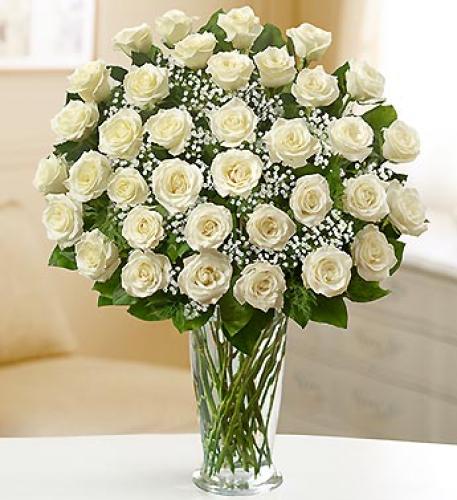 Ultimate Elegance&trade; Premium Long Stem White Roses