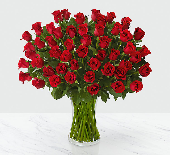 Fifty Long Stem Red Roses of Romance